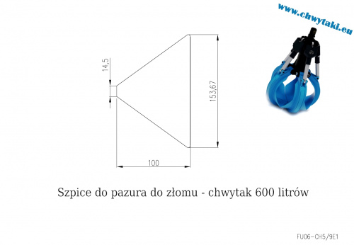 szpic końcówka pazura chwytaka do złomu