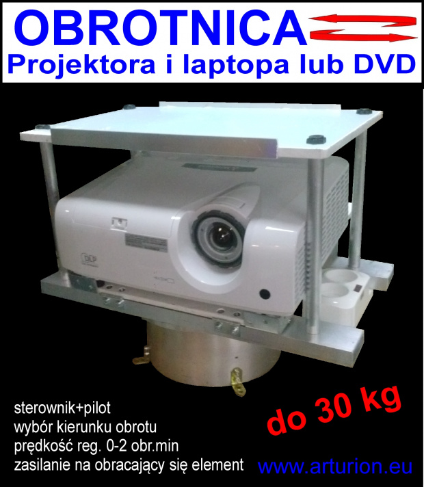 Ekspozytor Obrotnica Kawalet Napęd reklamy do 30kg pod projektor, sterowanie. www.arturion.eu