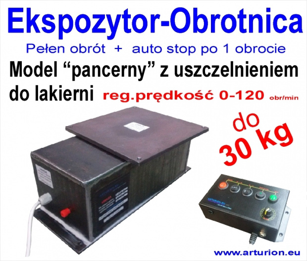 Ekspozytor Obrotnica Kawalet Napęd reklamy do 30kg przemysłowy, sterowanie. www.arturion.eu