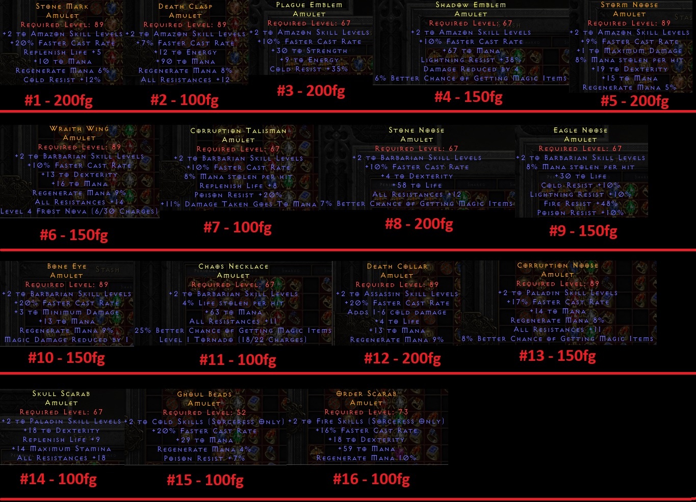 Caster And Stat Amulet And Rare With Bin /!\ Topic d2jsp